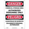 National Marker Co Bilingual Plastic Sign - Danger Chemical Storage Area Authorized Personnel Only ESD240RB